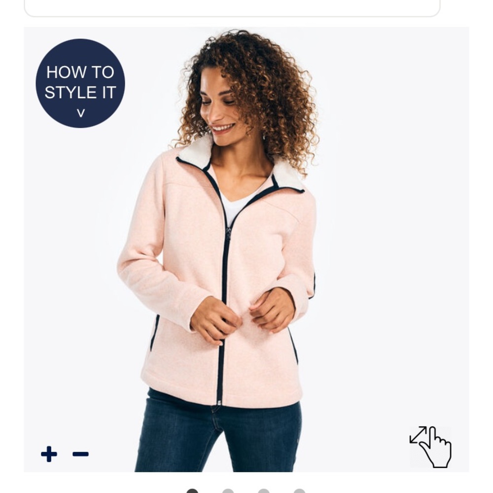 Nautica Heathered Pink Zip Up Fleece Jacket NWT